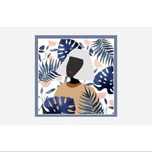 🆕blue monstera leaves pattern sqaure scarf/wrap